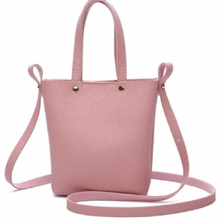 Kvinder Pu-læder Candy Color Lille Håndtaske Telefontaske Skuldertaske Crossbody-taske