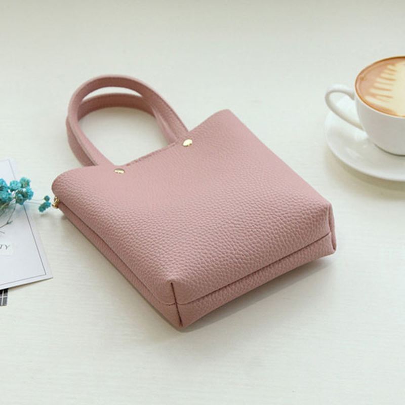 Kvinder Pu-læder Candy Color Lille Håndtaske Telefontaske Skuldertaske Crossbody-taske