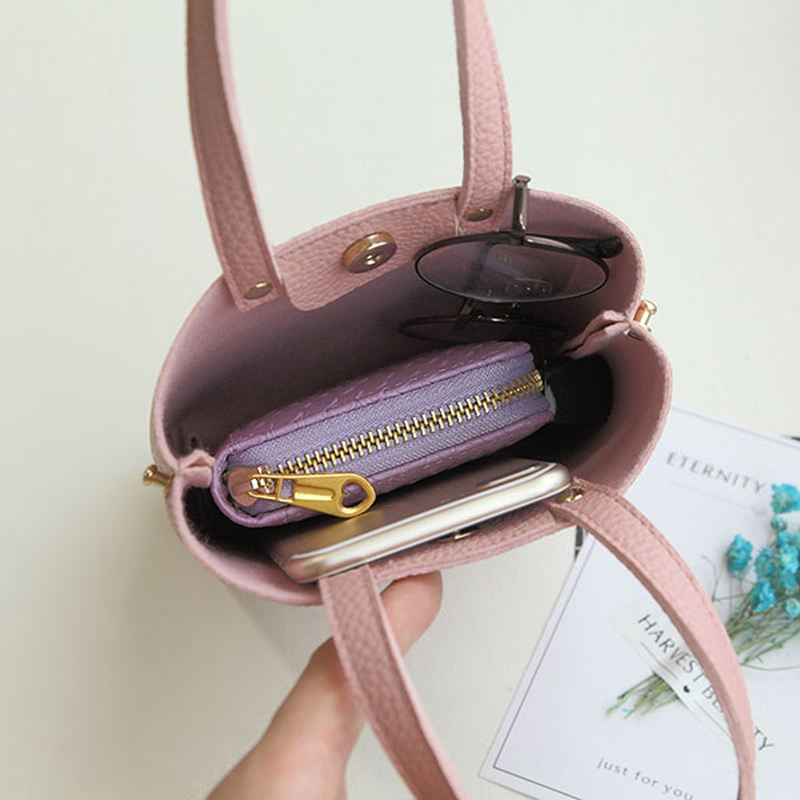 Kvinder Pu-læder Candy Color Lille Håndtaske Telefontaske Skuldertaske Crossbody-taske