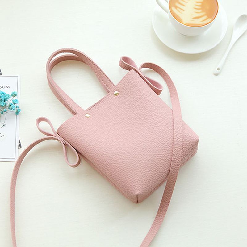 Kvinder Pu-læder Candy Color Lille Håndtaske Telefontaske Skuldertaske Crossbody-taske