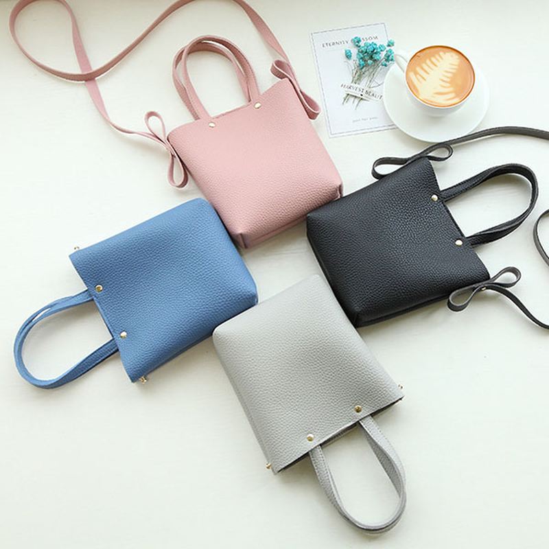 Kvinder Pu-læder Candy Color Lille Håndtaske Telefontaske Skuldertaske Crossbody-taske