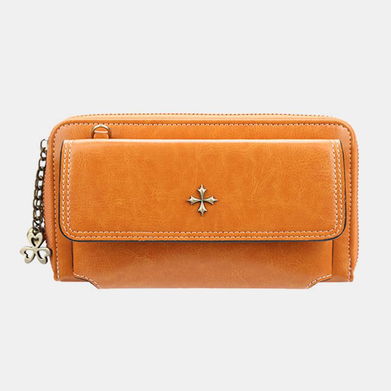 Kvinder Pu Læder Cross Blomster Tassel Stor Kapacitet Multi-card Slot Telefontaske Crossbody Bag Skuldertaske