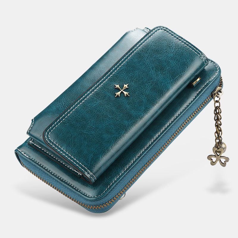 Kvinder Pu Læder Cross Blomster Tassel Stor Kapacitet Multi-card Slot Telefontaske Crossbody Bag Skuldertaske