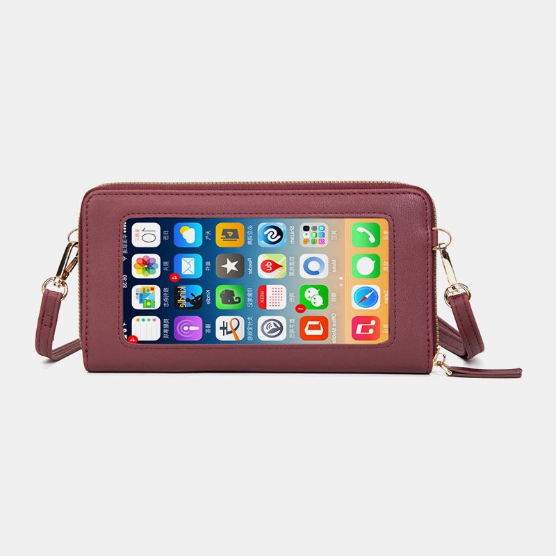 Kvinder Pu Læder Multifunktion Anti-tyveri 6.5 Tommer Touch Screen Telefontaske 16 Kortpladser Crossbody Taske