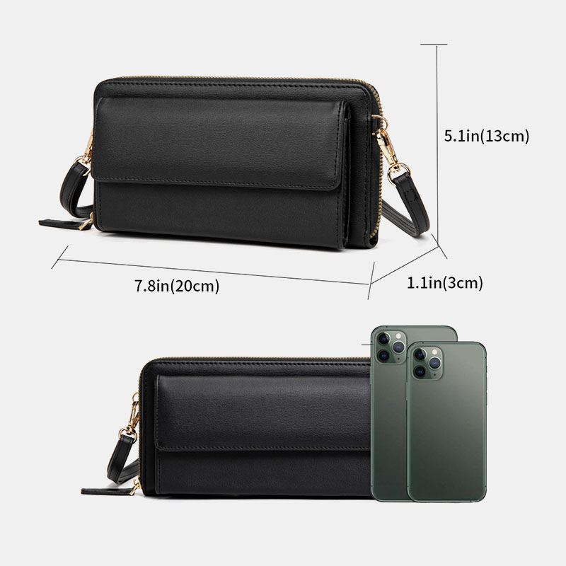 Kvinder Pu Læder Multifunktion Anti-tyveri 6.5 Tommer Touch Screen Telefontaske 16 Kortpladser Crossbody Taske