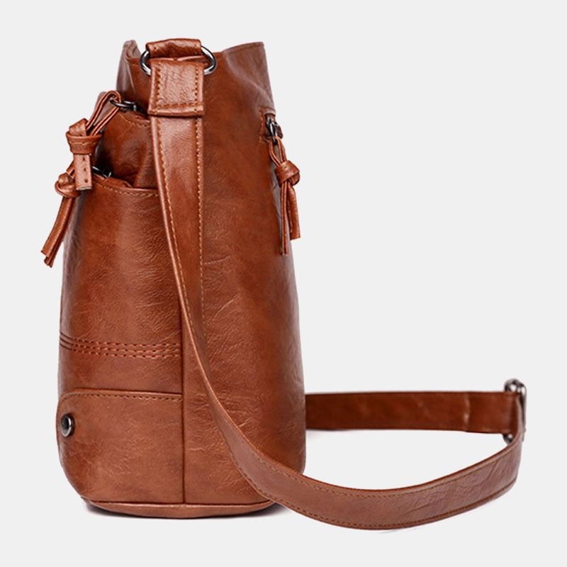 Kvinder Pu-læder Retro 6.3 Tommer Multi-pocket Telefontaske Med Stor Kapacitet Blød Crossbody-tasker Skuldertaske