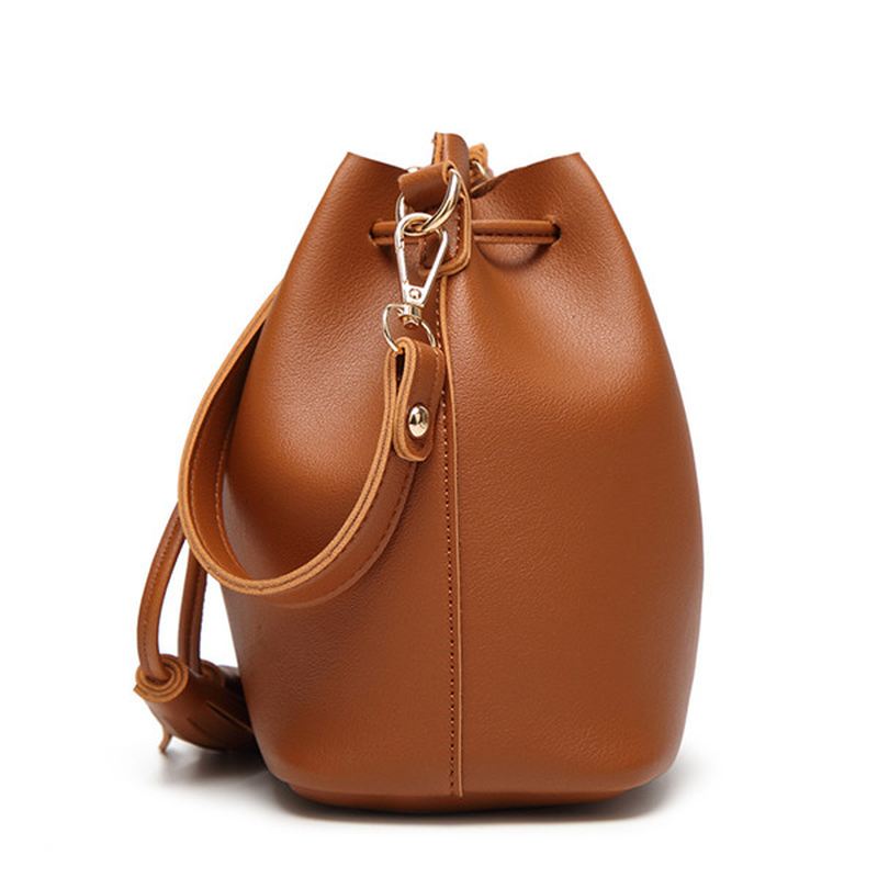 Kvinder Pu Læder Snøre Bucket Bags Retro Tassel Skuldertasker Crossbody Tasker