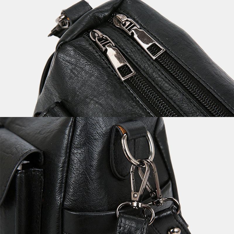 Kvinder Pu Læder Stor Kapacitet Multi-lomme Retro 6.3 Tommer Telefontaske Crossbody Tasker Skuldertaske