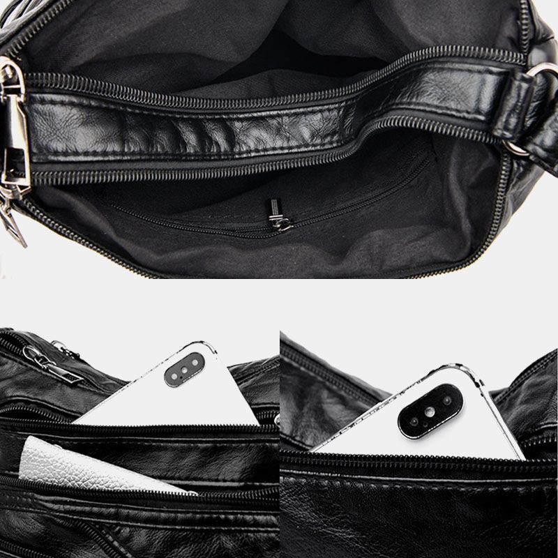 Kvinder Pu-læder Stor Kapacitet Multi-pocket Anti-theft Retro Casual Crossbody Tasker Skuldertaske