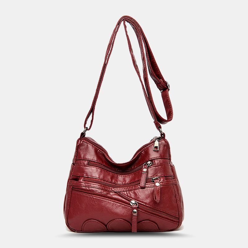 Kvinder Pu-læder Stor Kapacitet Multi-pocket Anti-theft Retro Casual Crossbody Tasker Skuldertaske