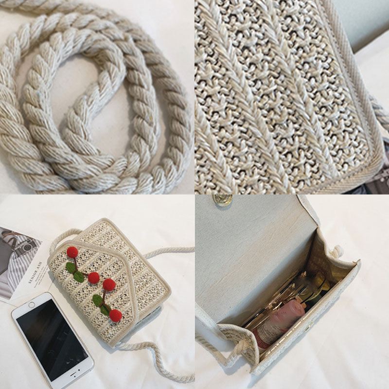 Kvinder Rejser Sommer Beach Weave Straw Crossbody Taske