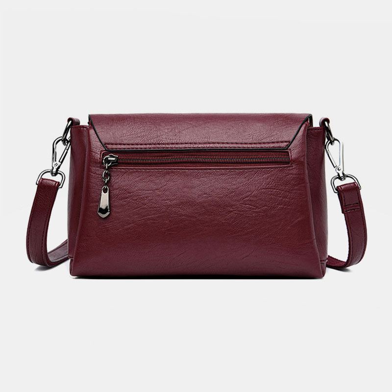 Kvinder Retro Kunstlæder Vandtæt Magnetisk Snap Skuldertaske 6.5 Tommer Telefontaske Crossbody Taske