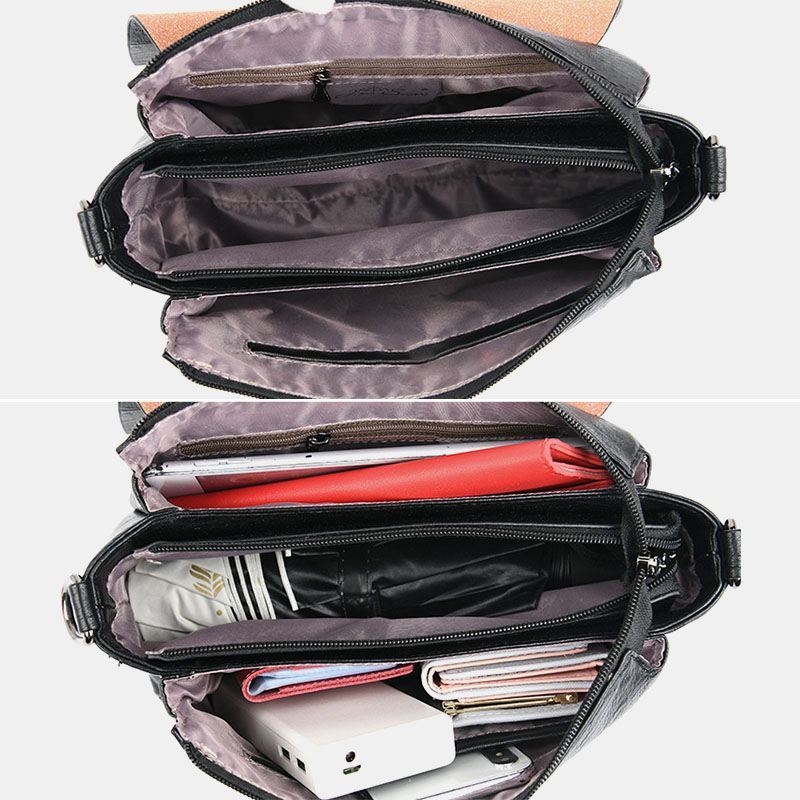 Kvinder Retro Kunstlæder Vandtæt Magnetisk Snap Skuldertaske 6.5 Tommer Telefontaske Crossbody Taske