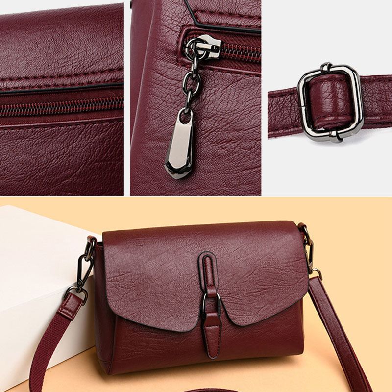 Kvinder Retro Kunstlæder Vandtæt Magnetisk Snap Skuldertaske 6.5 Tommer Telefontaske Crossbody Taske