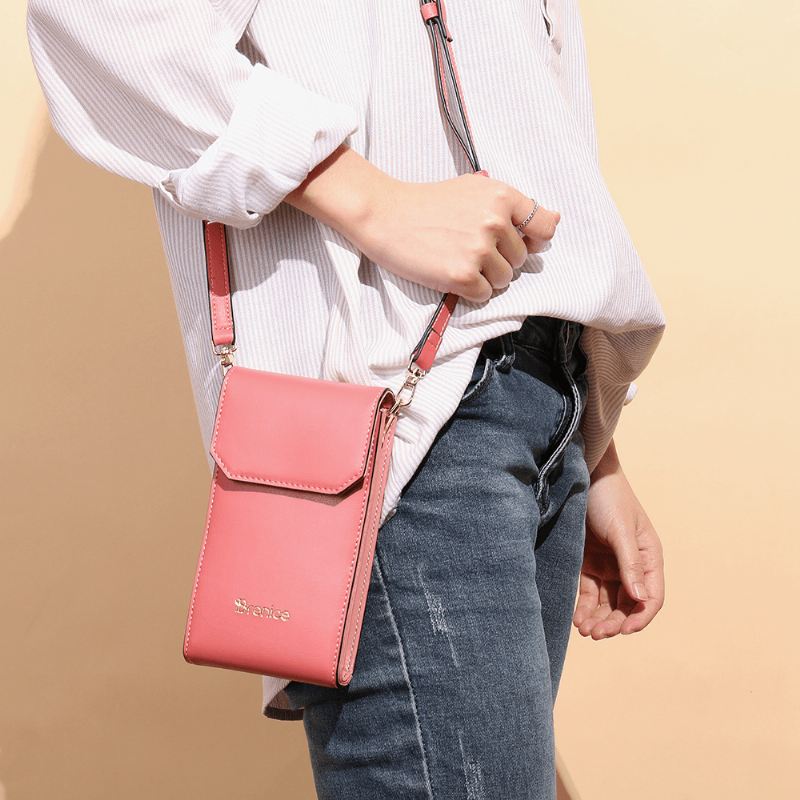 Kvinder Solid Flap Card Bag Telefontaske Crossbody Bag