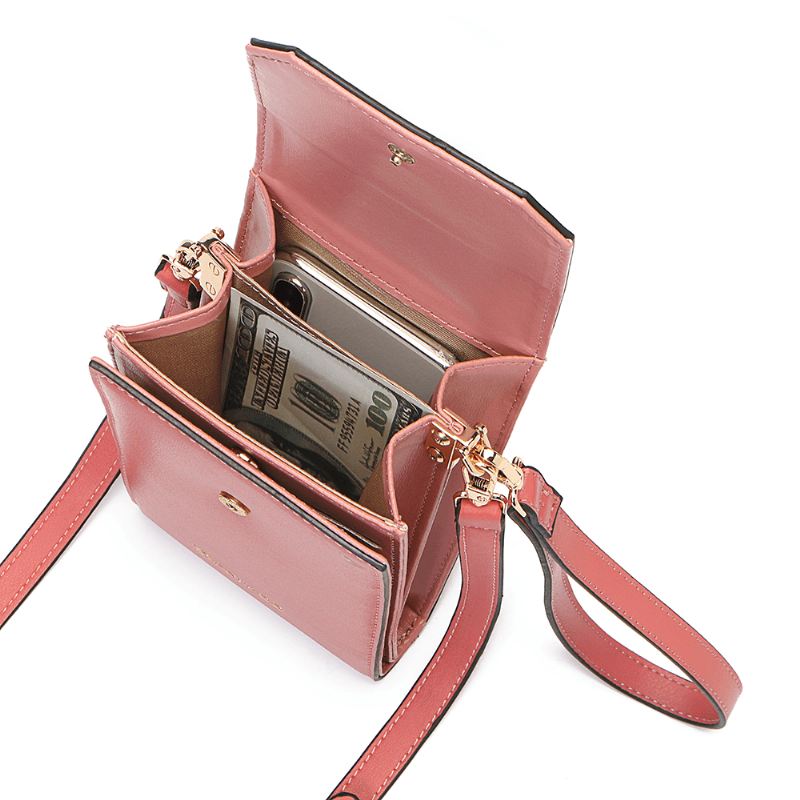 Kvinder Solid Flap Card Bag Telefontaske Crossbody Bag