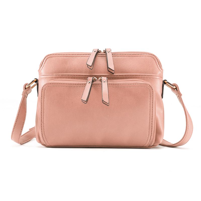 Kvinder Solid Multi-lommer Casual Imiteret Læder Crossbody Taske Skuldertaske Håndtaske