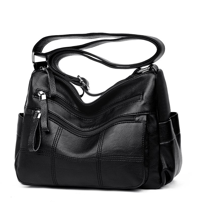 Kvinder Solid Multi-slot Blødt Læder Crossbody Taske Fritidssyning Messenger Bag