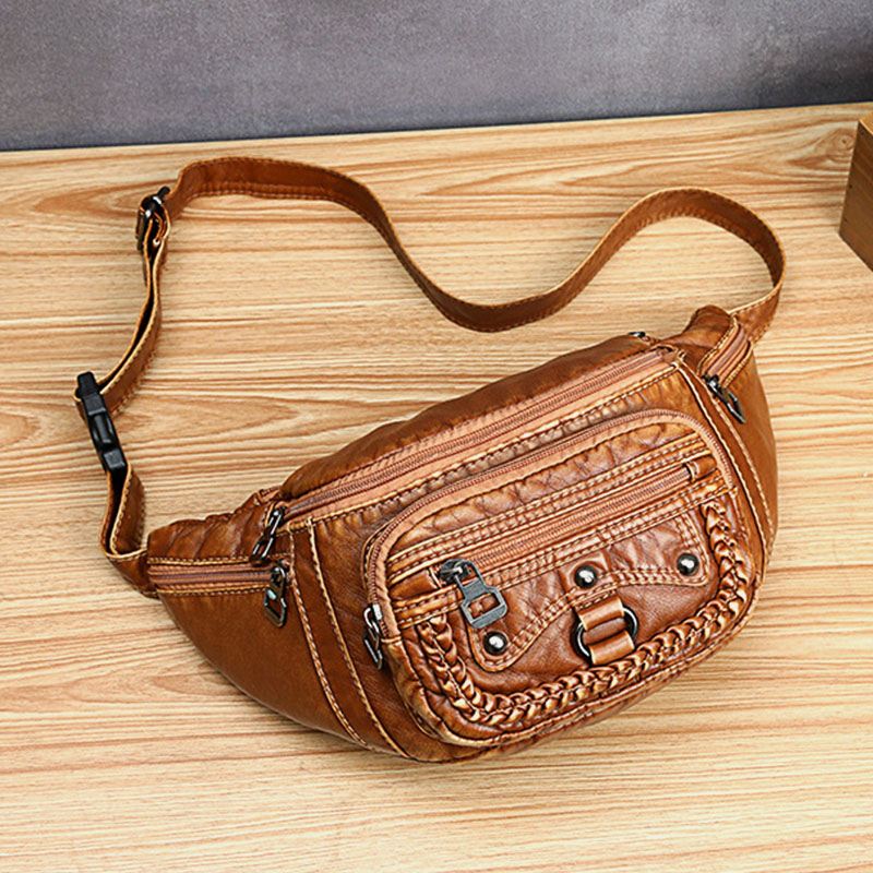 Kvinder Solid Nitte Vintage Crossbody Bag Brysttaske Skuldertaske