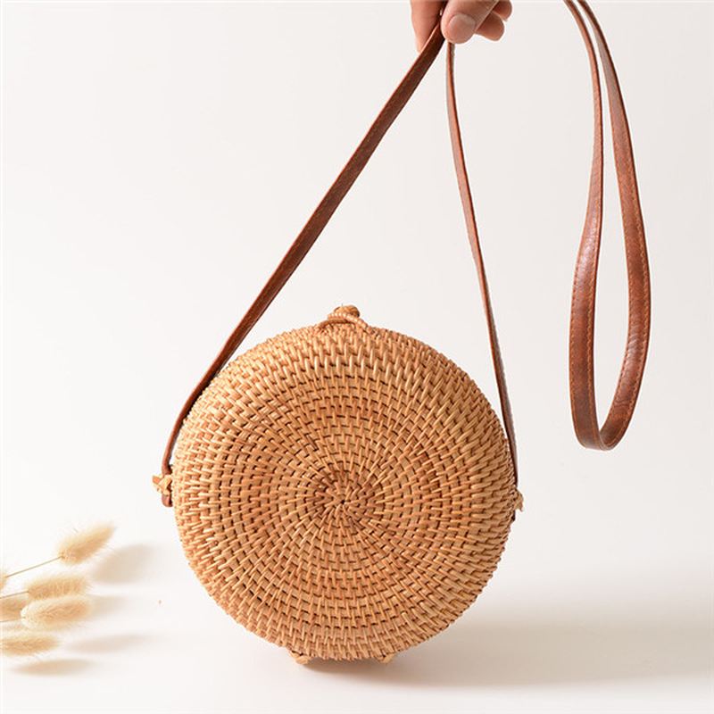 Kvinder Straw Hollow Out Crossbody Bag Rejse Skuldertaske