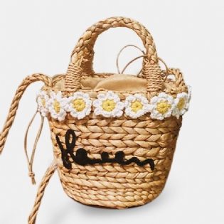 Kvinder Travel Beach Weave Straw Crossbody Bag Bucket Bag