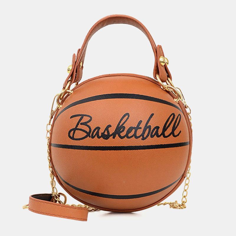 Kvinder Unikt Design Basketball Fodbold Look Mini Rund Taske Hangbag Mode Justerbar Skuldertaske Cross Body Bag