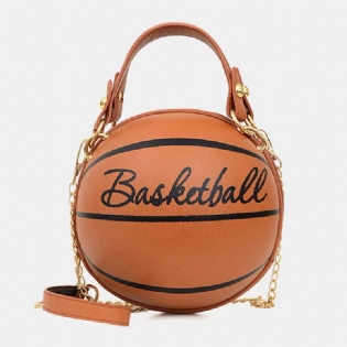 Kvinder Unikt Design Basketball Fodbold Look Mini Rund Taske Hangbag Mode Justerbar Skuldertaske Cross Body Bag