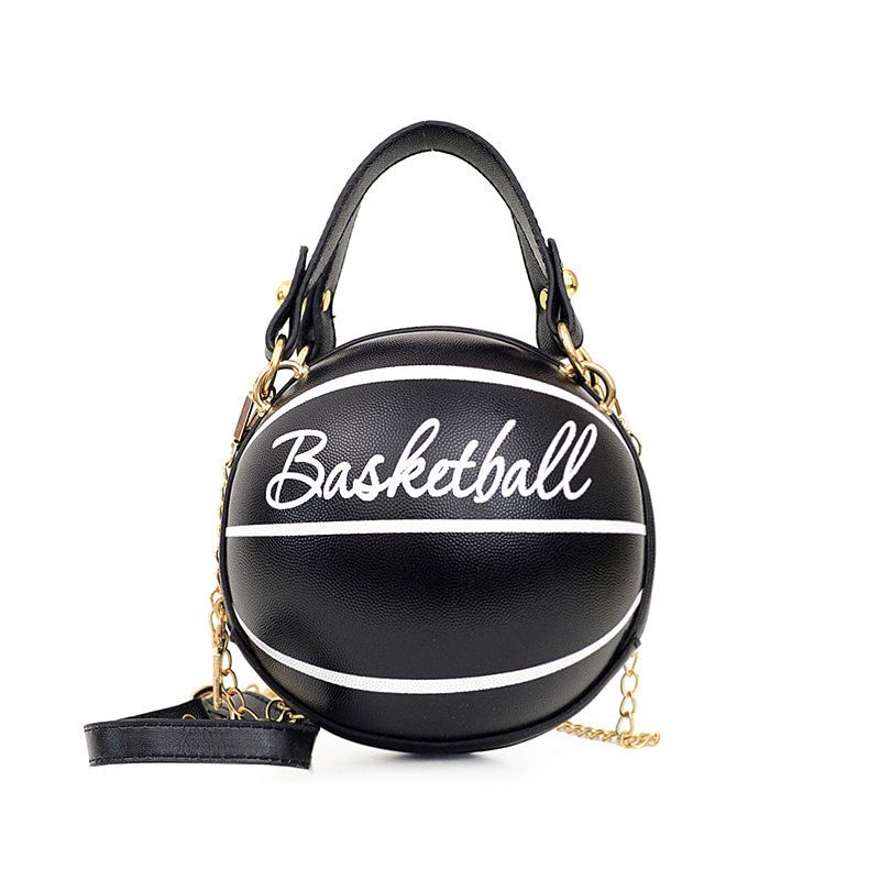 Kvinder Unikt Design Basketball Fodbold Look Mini Rund Taske Hangbag Mode Justerbar Skuldertaske Cross Body Bag