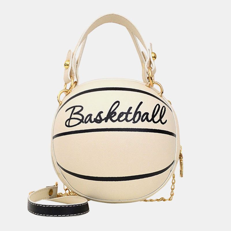 Kvinder Unikt Design Basketball Fodbold Look Mini Rund Taske Hangbag Mode Justerbar Skuldertaske Cross Body Bag