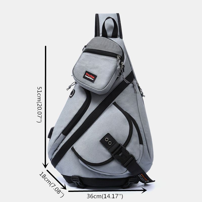 Mænd 2 Stk Usb-opladningshovedtelefon Stor Kapacitet Multifunktion Vandtæt Crossbody-taske Brysttaske Sling Bag