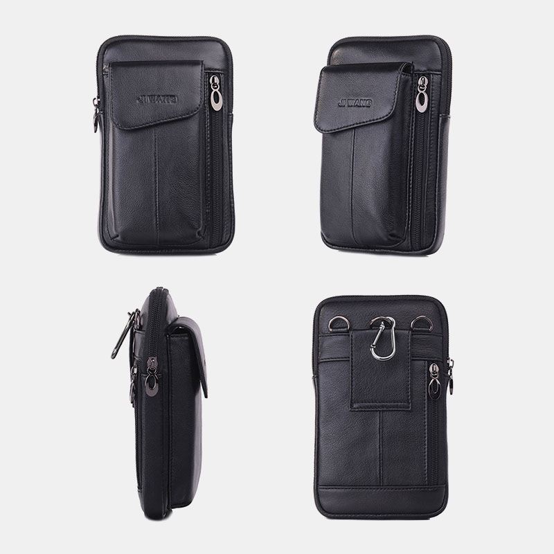 Mænd Ægte Læder 6.5 Tommer Telefontaske Taljetaske Bæltetaske Crossbody-taske