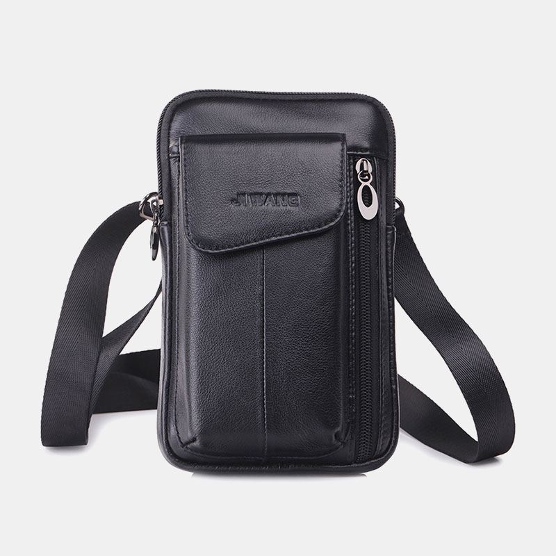 Mænd Ægte Læder 6.5 Tommer Telefontaske Taljetaske Bæltetaske Crossbody-taske