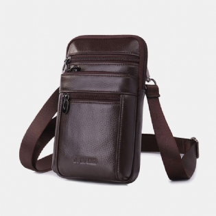 Mænd Ægte Læder 7 Tommer Telefontaske Taljetaske Bæltetaske Skuldertaske Crossbody-taske