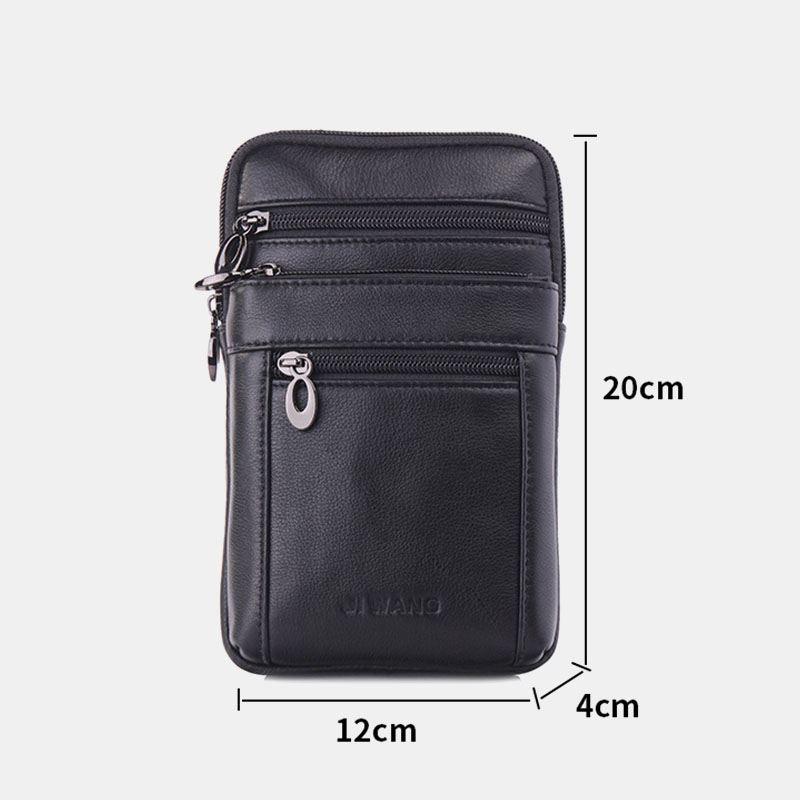 Mænd Ægte Læder 7 Tommer Telefontaske Taljetaske Bæltetaske Skuldertaske Crossbody-taske