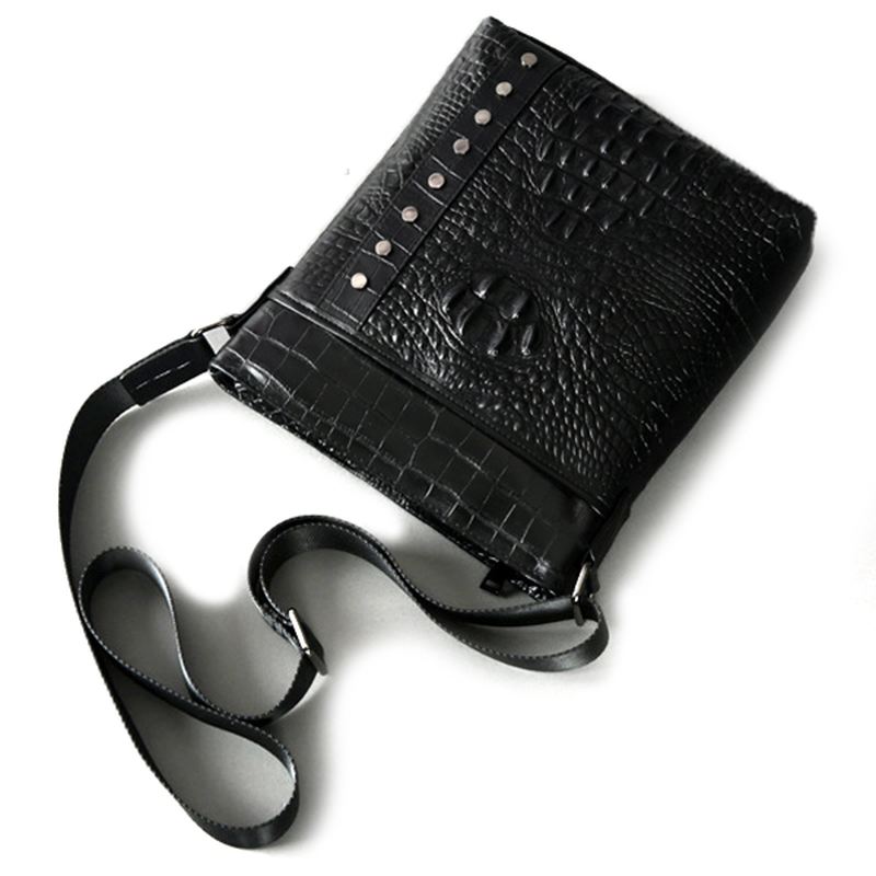 Mænd Ægte Læder Alligator Mønster Skuldertaske Leisure Business Crossbody Taske Dokumentmappe