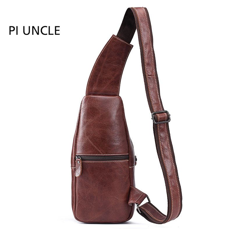 Mænd Ægte Læder Anti-theft Crossbody Bag Brysttaske