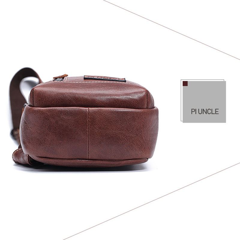 Mænd Ægte Læder Anti-theft Crossbody Bag Brysttaske