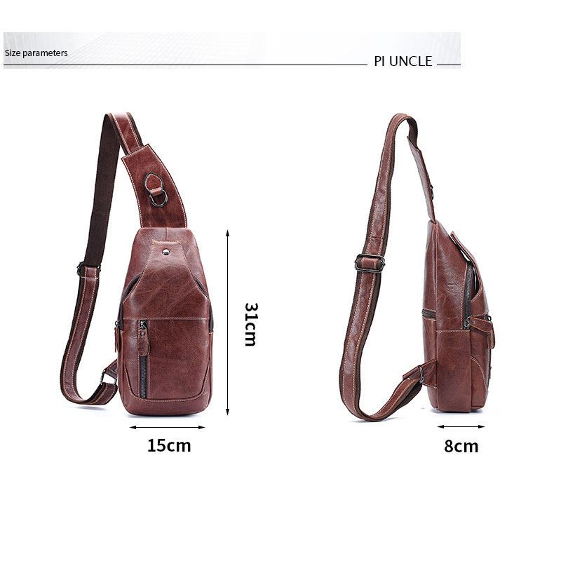 Mænd Ægte Læder Anti-theft Crossbody Bag Brysttaske