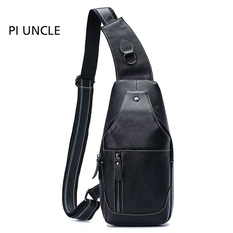 Mænd Ægte Læder Anti-theft Crossbody Bag Brysttaske