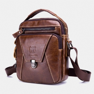 Mænd Ægte Læder Anti-theft Multi-layers Casual Crossbody Taske Skuldertaske