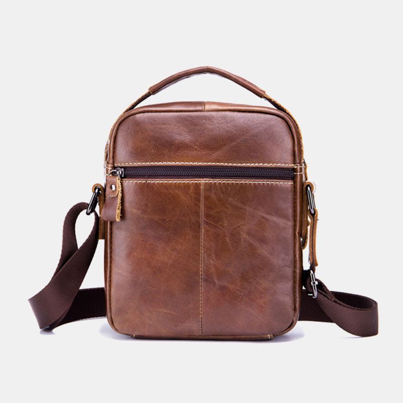 Mænd Ægte Læder Anti-theft Multi-layers Casual Crossbody Taske Skuldertaske