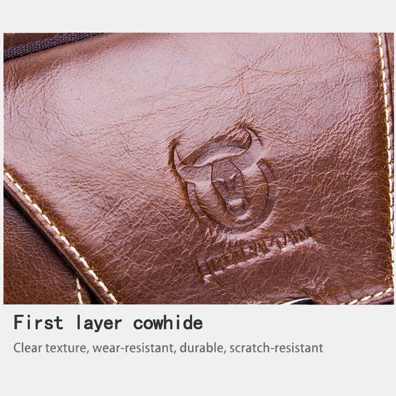 Mænd Ægte Læder Anti-theft Multi-layers Casual Crossbody Taske Skuldertaske