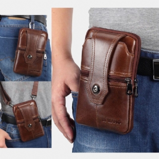 Mænd Ægte Læder Bælte Telefontaske Casual Crossbody Taske Skuldertaske