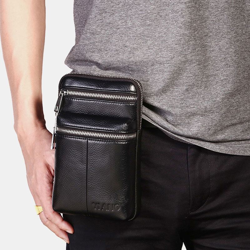 Mænd Ægte Læder Bæltetaske Casual Crossbody Taske Skuldertaske