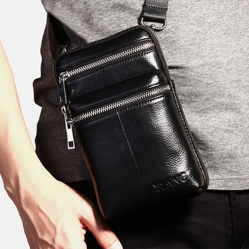 Mænd Ægte Læder Bæltetaske Casual Crossbody Taske Skuldertaske