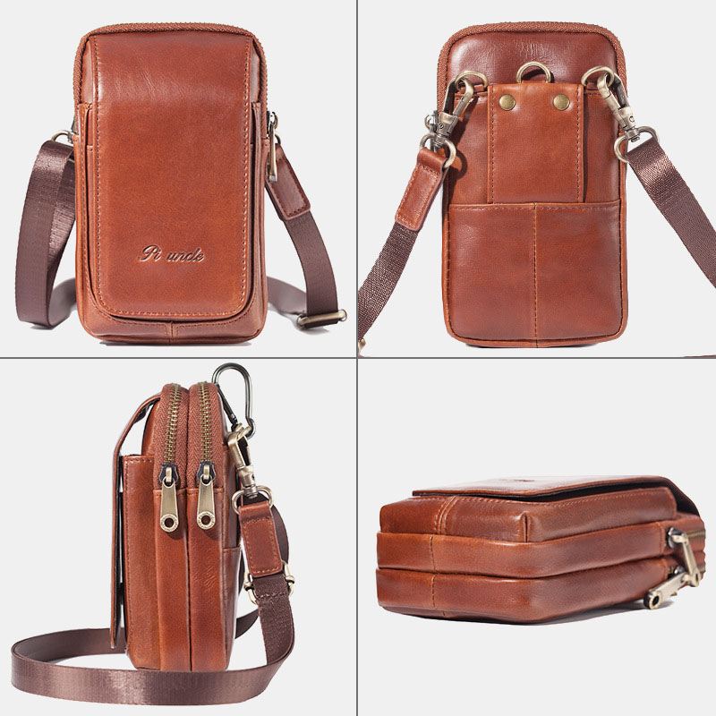 Mænd Ægte Læder Crossbody Taske Taljetaske