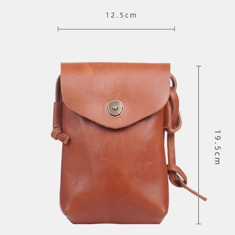 Mænd Ægte Læder Hasp 6.5 Tommer Telefontaske Bærbar Vandtæt Crossbody Taske Skuldertaske