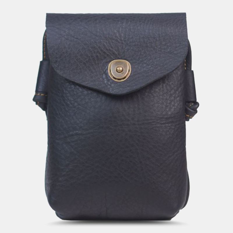 Mænd Ægte Læder Hasp 6.5 Tommer Telefontaske Bærbar Vandtæt Crossbody Taske Skuldertaske