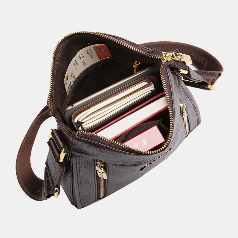 Mænd Ægte Læder Ko Læder Anti-theft Crossbody Bag Skuldertaske