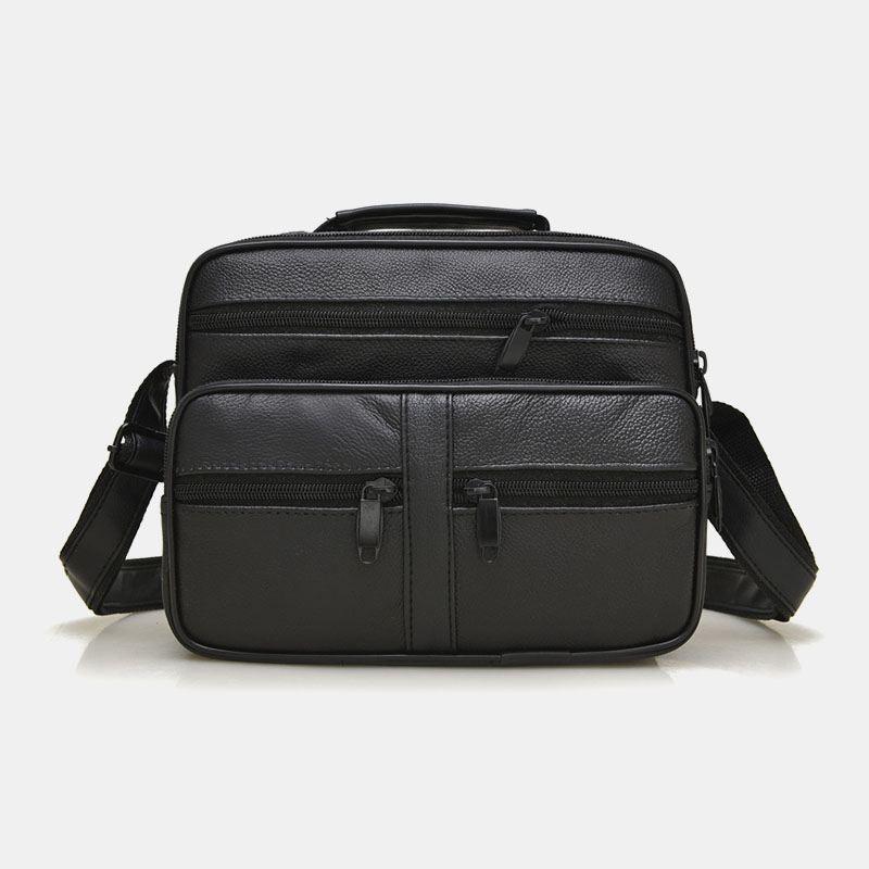 Mænd Ægte Læder Mode Business Ensfarvet Læder Skuldertaske Crossbody Taske